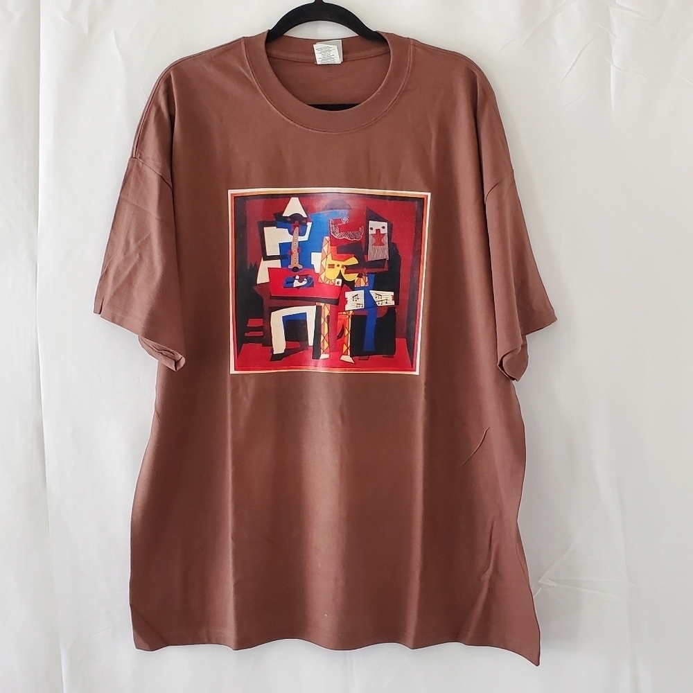 XXL Picasso Three Musicians Hanes Brown Graphic Short Sleeve Tee